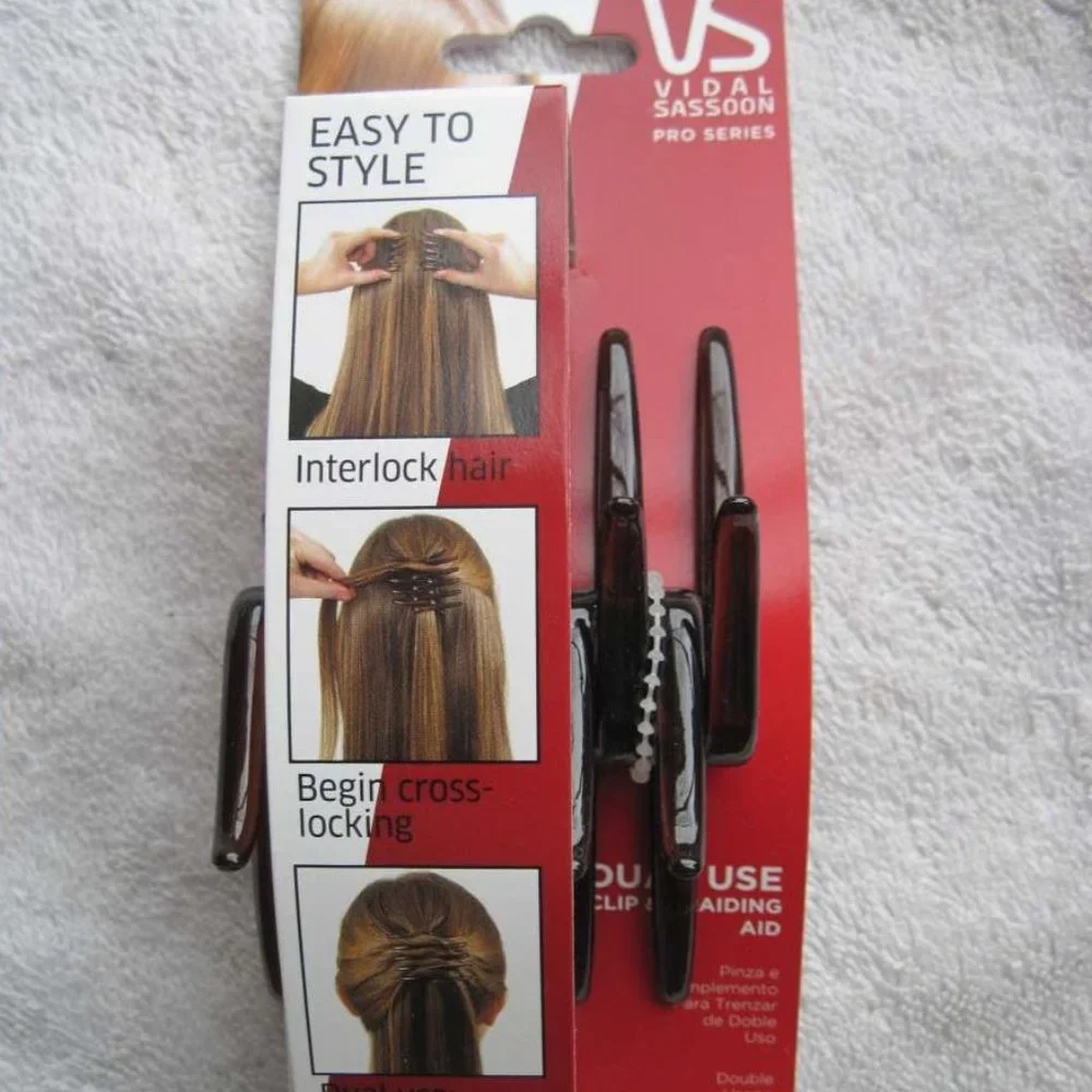 Vidal Sassoon Dual Use Clip Braiding Aid Cross Interlock Hair Braid Updo Pro